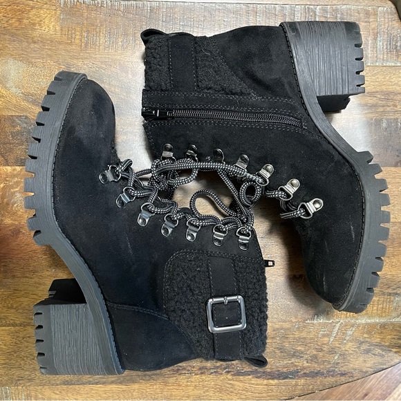 MADDEN GIRL Hayess Black Faux Fur Hiker Booties Size 6M - Picture 9 of 15